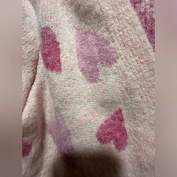Cupcakes & Cashmere Pastel Pink Heart Valentine Varsity Knit Cardigan Sweater M - Picture 3 of 7
